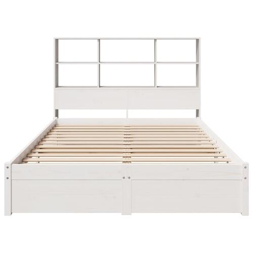 Seng med reol uden madras 160x200 cm massivt fyrretræ hvid