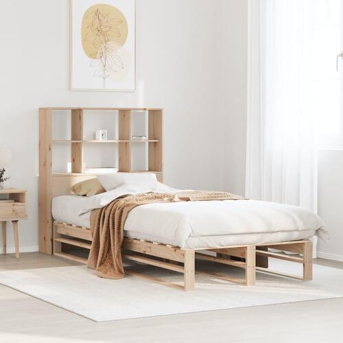 Seng med reol uden madras 100x200 cm massivt træ
