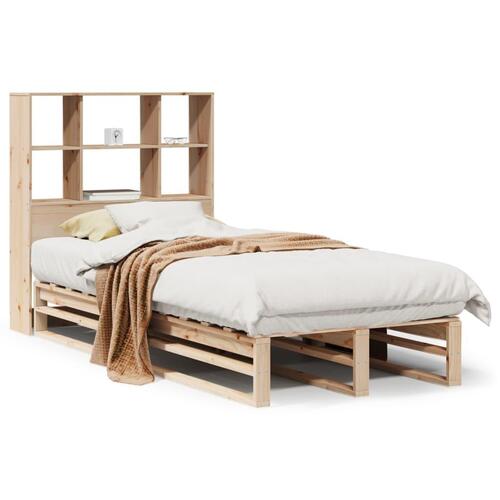 Seng med reol uden madras 100x200 cm massivt træ