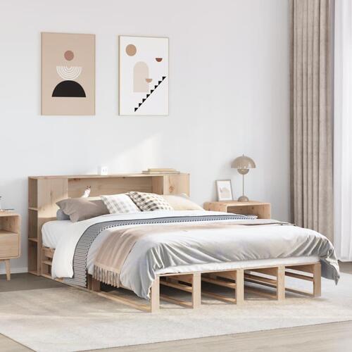Seng med reol uden madras 120x200 cm massivt træ