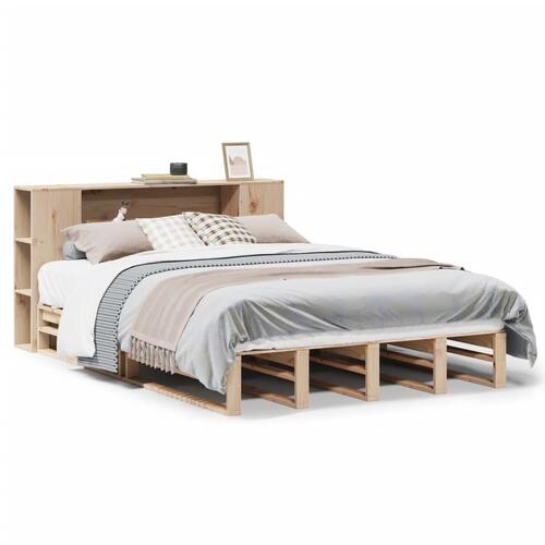 Seng med reol uden madras 120x200 cm massivt træ