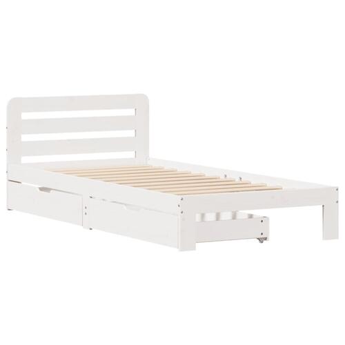 Sengeramme uden madras 90x190 cm massivt fyrretræ hvid