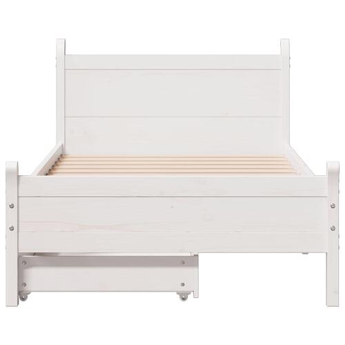 Sengeramme uden madras 75x190 cm massivt fyrretræ hvid