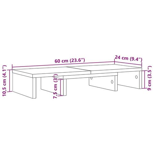 Skærmholder 60x24x10,5 cm konstrueret træ kunsteg