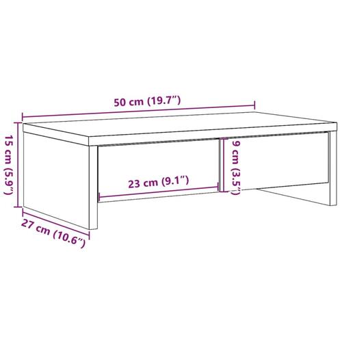 Skærmholder med skuffer 50x27x15 cm konstrueret træ røget eg