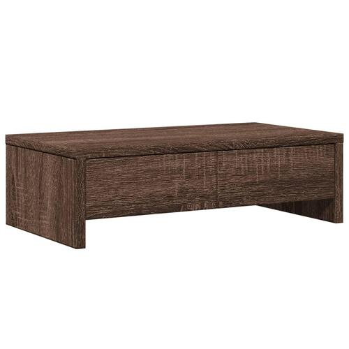 Skærmholder med skuffer 50x27x15 cm konstrueret træ brunt eg