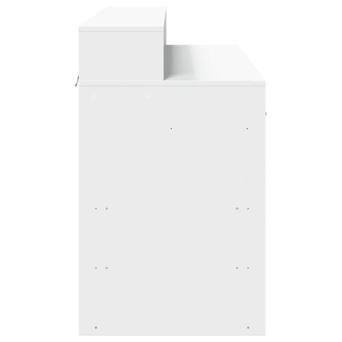 Skrivebord med LED-lys 120x55x91 cm konstrueret træ hvid