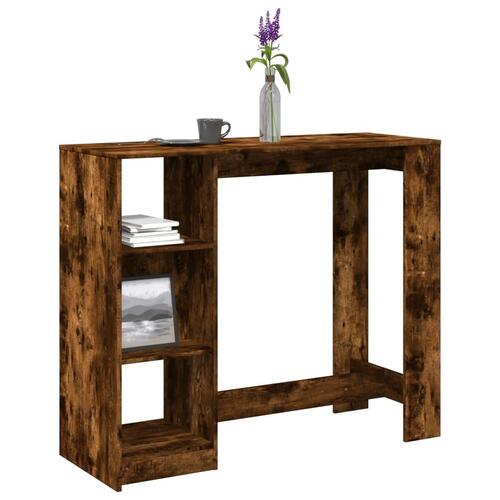 Barbord m. hylde 124x46x103,5 cm konstrueret træ røget eg