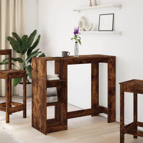 Barbord m. hylde 124x46x103,5 cm konstrueret træ røget eg