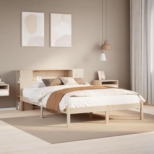 Seng med reol uden madras 120x190 cm massivt fyrretræ
