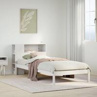 Seng med reol uden madras 100x200 cm massivt fyrretræ hvid