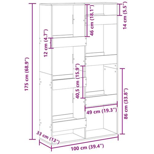 Rumdeler 100x33x175 cm konstrueret træ sonoma-eg