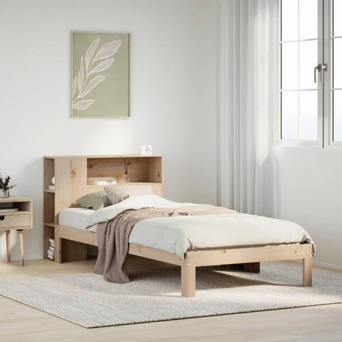 Seng med reol uden madras 90x200 cm massivt fyrretræ