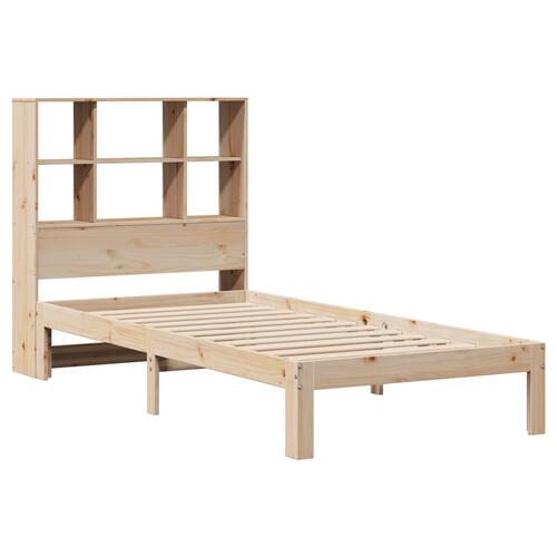 Seng med reol uden madras 75x190 cm massivt fyrretræ