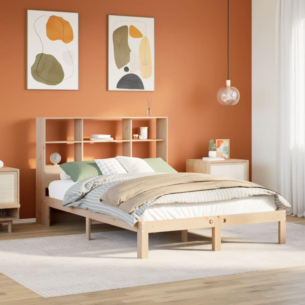 Seng med reol uden madras 135x190 cm massivt fyrretræ