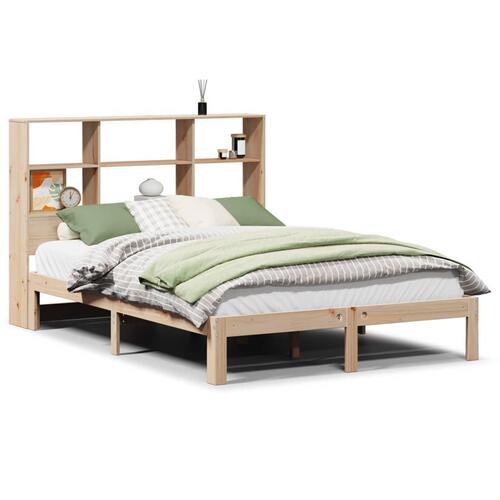 Seng med reol uden madras 135x190 cm massivt fyrretræ