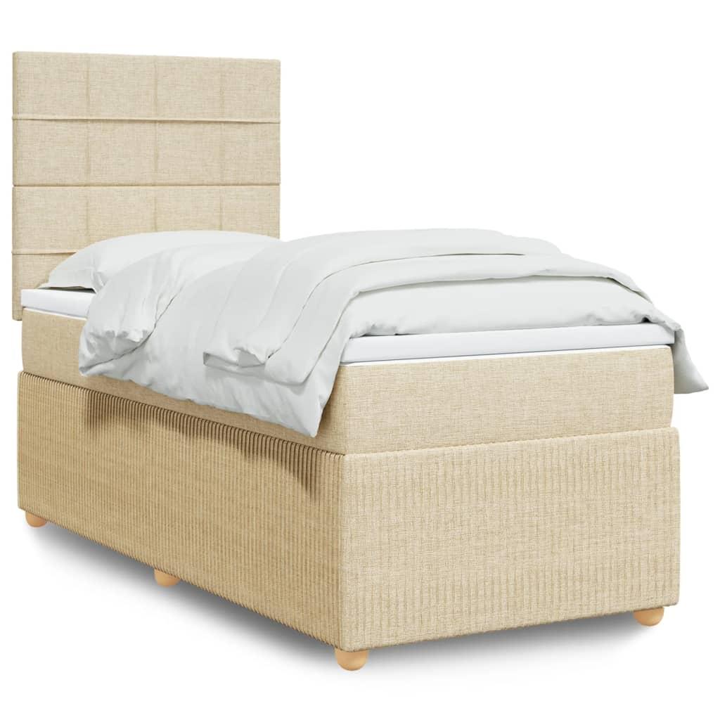 Kontinentalseng med pocketmadras 100x200 cm - cremefarvet stof billede