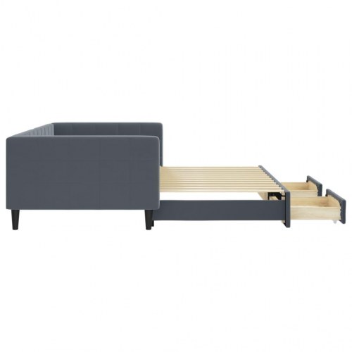 Daybed med udtræk og 2 skuffer i velour - mørkegrå, 100 x 200 cm