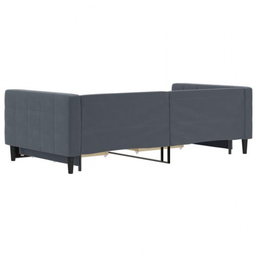 Daybed med udtræk og 2 skuffer i velour - mørkegrå, 100 x 200 cm
