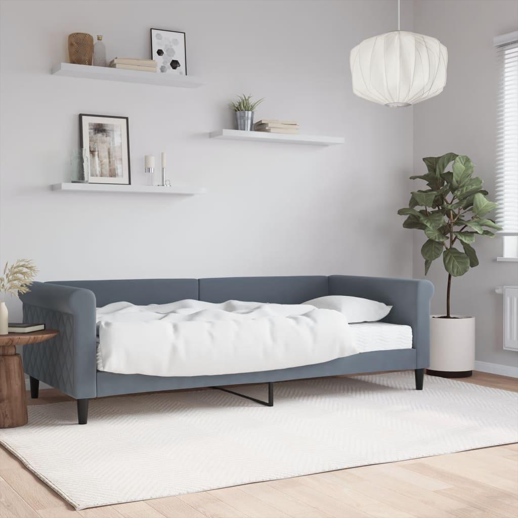 Daybed Velour Mørkegrå - med madras / 90 x 200 cm