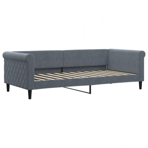 Daybed med skummadras 90x200 cm - velour, mørkegrå