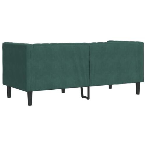 2-personers Chesterfield-sofa med bolsterpuder fløjl mørkegrøn