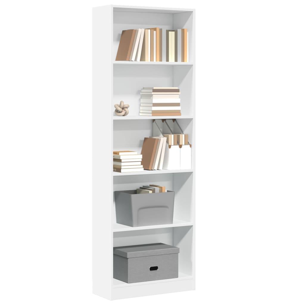Bogreol 60x24x176 cm konstrueret træ hvid