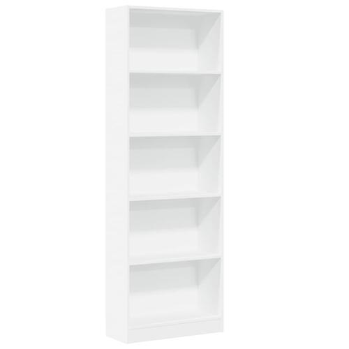 Bogreol 60x24x176 cm konstrueret træ hvid