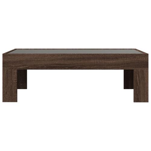 Sofabord med Infinity LED-lys 90x50x30 cm brun egetræsfarve