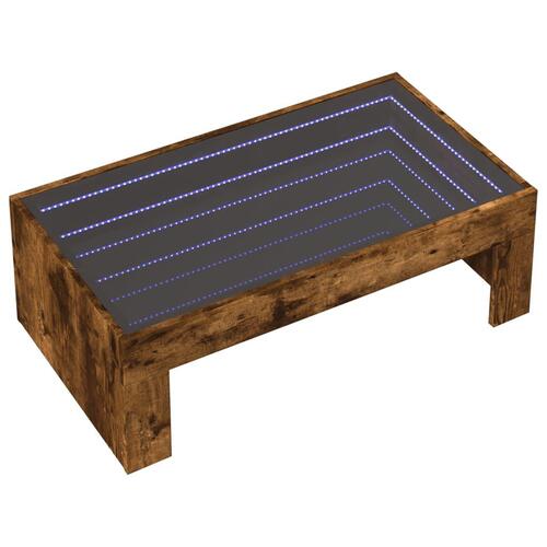 Sofabord med Infinity LED-lys 90x50x30 cm røget egetræsfarve