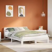 Sengeramme uden madras 160x200 cm massivt fyrretræ hvid