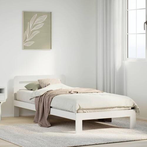 Sengeramme uden madras 90x190 cm massivt fyrretræ hvid