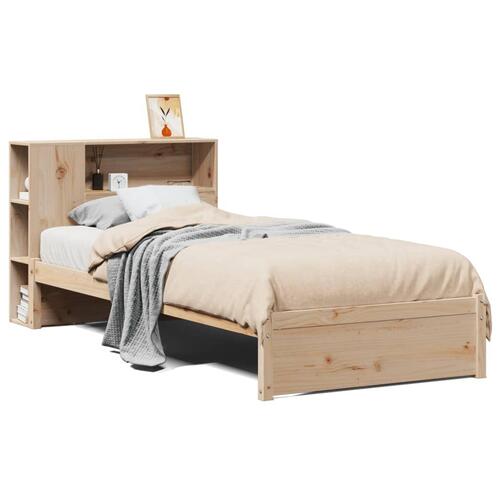 Seng med reol uden madras 75x190 cm massivt fyrretræ