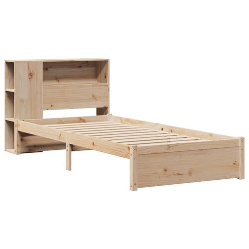 Seng med reol uden madras 75x190 cm massivt fyrretræ