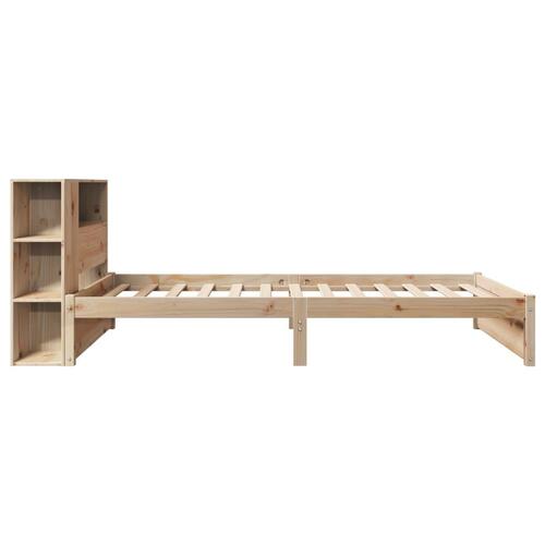 Seng med reol uden madras 75x190 cm massivt fyrretræ
