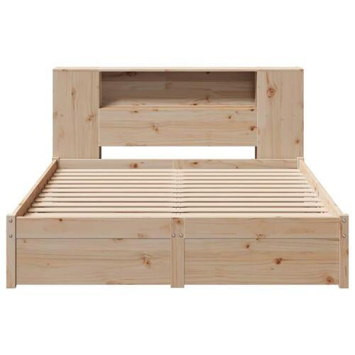 Seng med reol uden madras 120x200 cm massivt fyrretræ