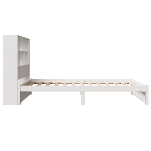 Seng med reol uden madras 90x200 cm massivt fyrretræ hvid