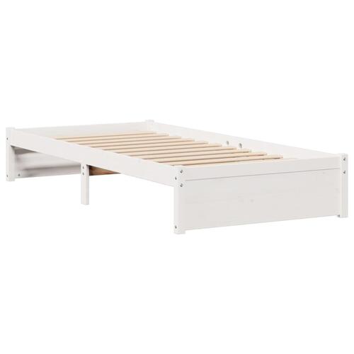 Seng med reol uden madras 90x200 cm massivt fyrretræ hvid
