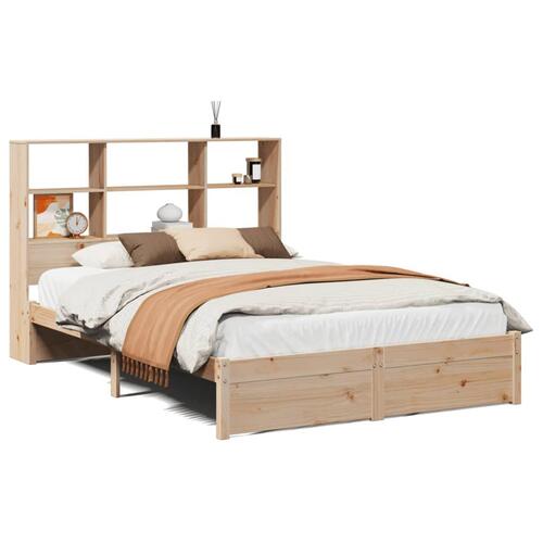 Seng med reol uden madras 160x200 cm massivt fyrretræ