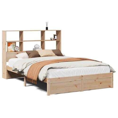 Seng med reol uden madras 135x190 cm massivt fyrretræ