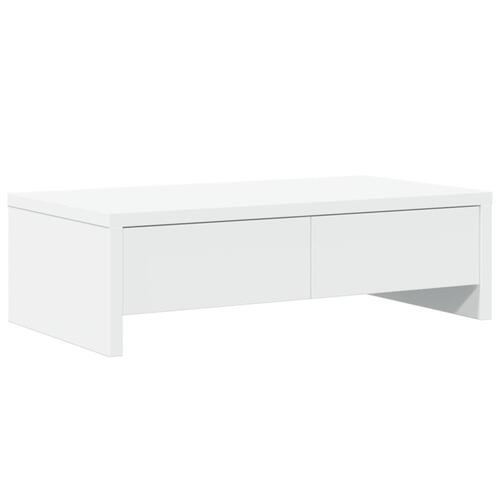 Skærmholder med skuffer 50x27x15 cm konstrueret træ hvid