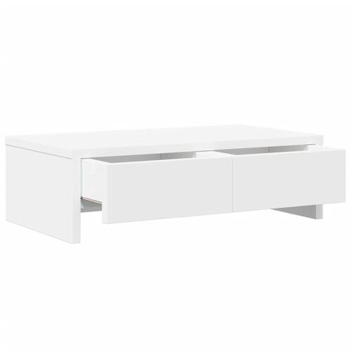 Skærmholder med skuffer 50x27x15 cm konstrueret træ hvid