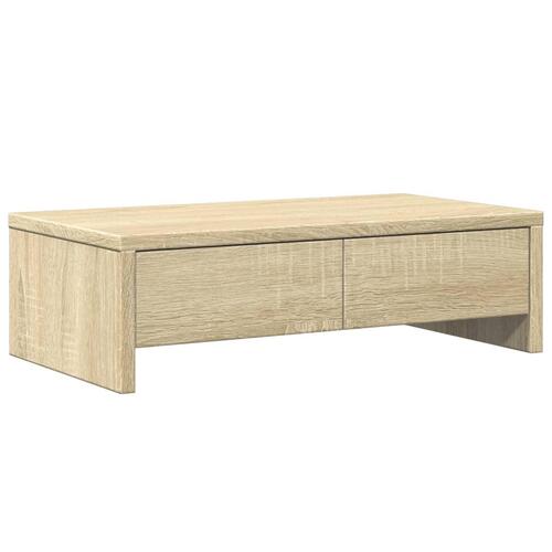 Skærmholder med skuffer 50x27x15 cm konstrueret træ sonoma-eg
