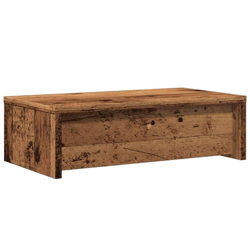 Skærmholder med skuffer 50x27x15 cm konstrueret træ gammelt træ