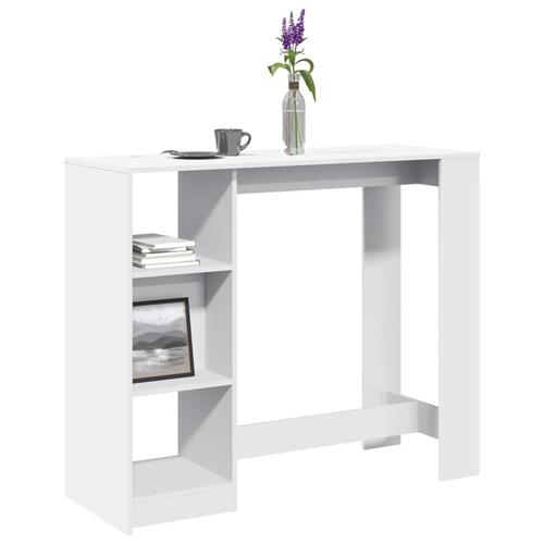 Barbord med hylde 124x46x103,5 cm konstrueret træ hvid