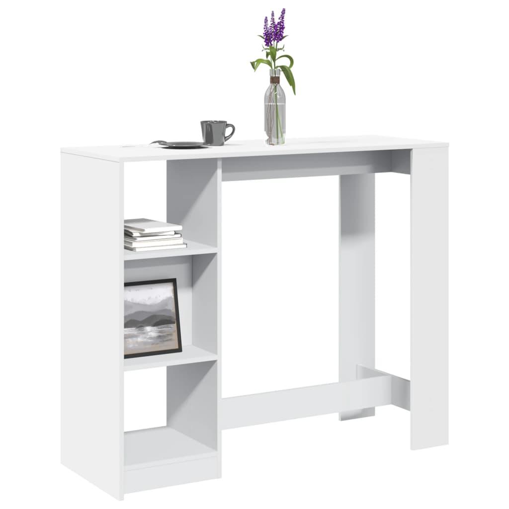 Barbord med hylde 124x46x103,5 cm konstrueret træ hvid