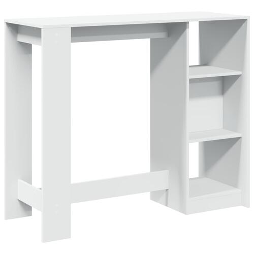 Barbord med hylde 124x46x103,5 cm konstrueret træ hvid