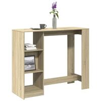 Barbord med hylde 124x46x103,5 cm konstrueret træ sonoma-eg