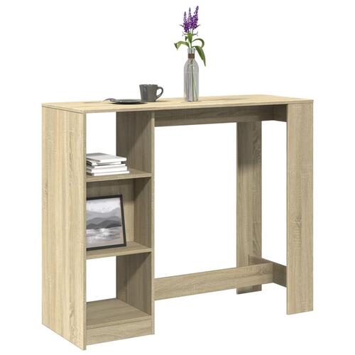 Barbord med hylde 124x46x103,5 cm konstrueret træ sonoma-eg