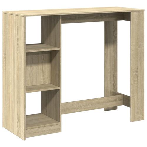 Barbord med hylde 124x46x103,5 cm konstrueret træ sonoma-eg